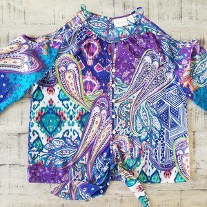 Chico's 3/4 Sleeve Floral Paisley Print Top 1 Petite MP